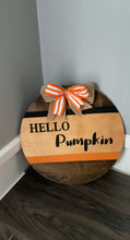 Load and play video in Gallery viewer, Hello Pumpkin Fall Wood Sign
