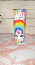 Load and play video in Gallery viewer, Rainbow Colored Pencil w/ Name Tumbler (A Big Heart)
