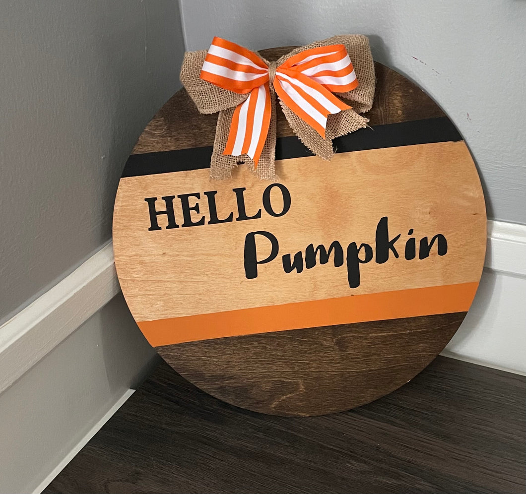 Hello Pumpkin Fall Wood Sign