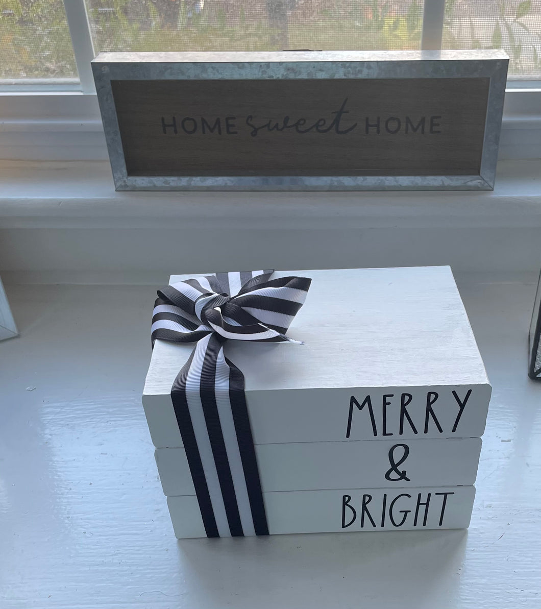 Merry & Bright Wood Stacking Block