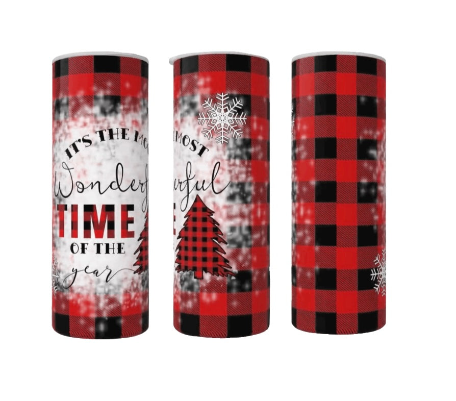 It's The Most Wonderful Time Of The Year Tumbler (Buffalo Plaid)